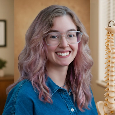 A person with shoulder‑length wavy hair dyed in shades of light blonde and soft pink