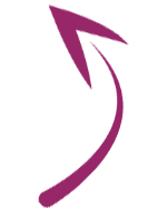 A magenta curved arrow icon with a long sweeping tail