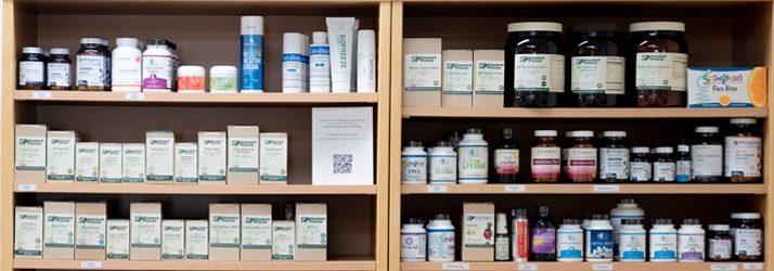 Shelves full of nutritional supplements